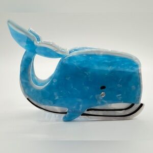 Blue Whale Hair Clip Rhinestone Eyes New
